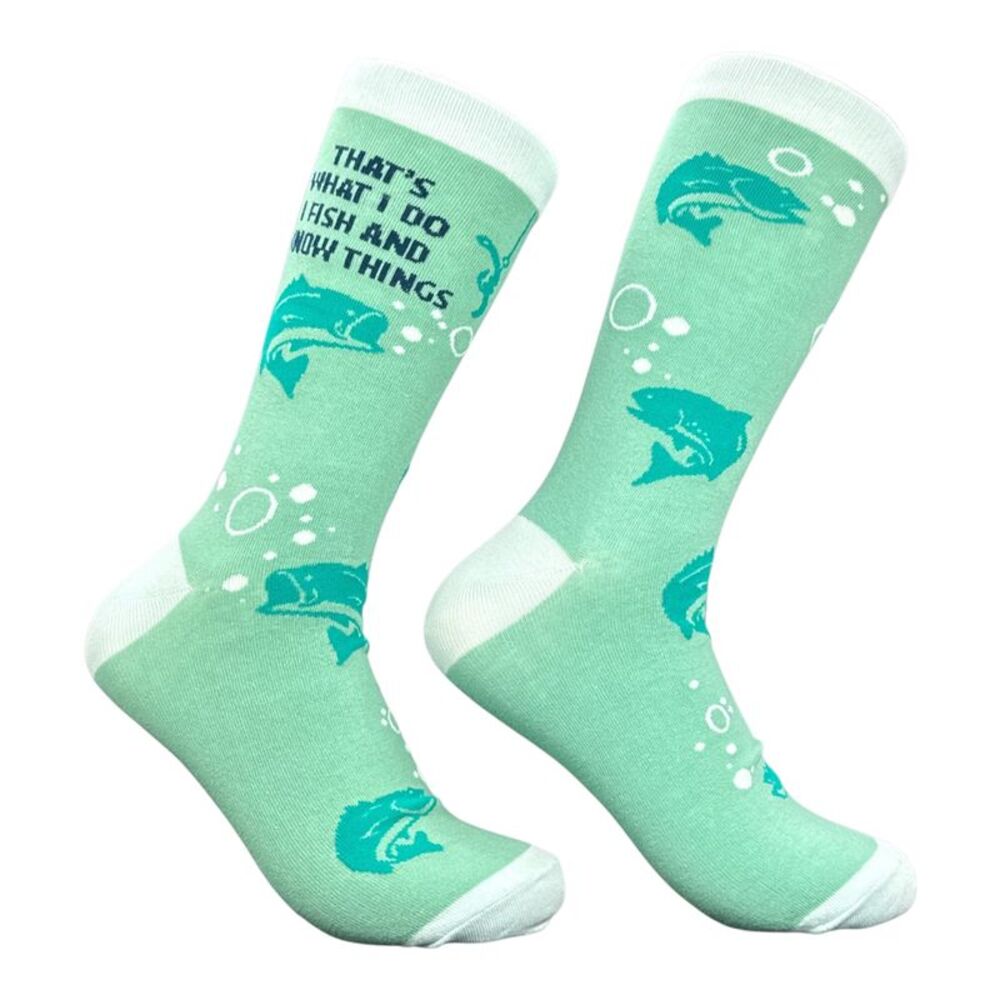 Thats What I Do I Fish and I Know Things Socks Funny Sarcastic Fishing Graphic